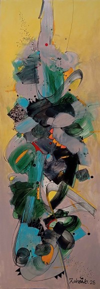 Zohaib Rind, 10 x 31 Inch, Acrylic on Paper, Abstract Painting, AC-ZR-328 Zohaib Rind, 10 x 31 Inch, Acrylic on Paper, Abstract Painting, AC-ZR-328